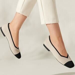 Vivaia Margot Old Money Breathable Comfort Flats Cream Ivory Black 10.5 Wide